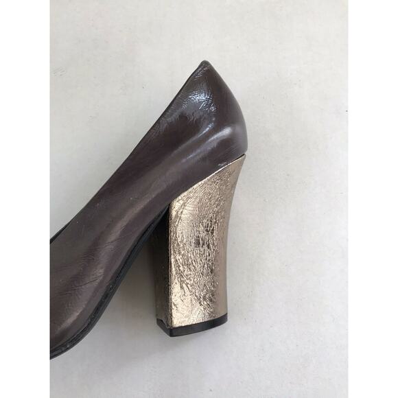 BCBGMaxAzria Javana Patent Leather Metallic Foil Block Heels FLAWS - Picture 9 of 12